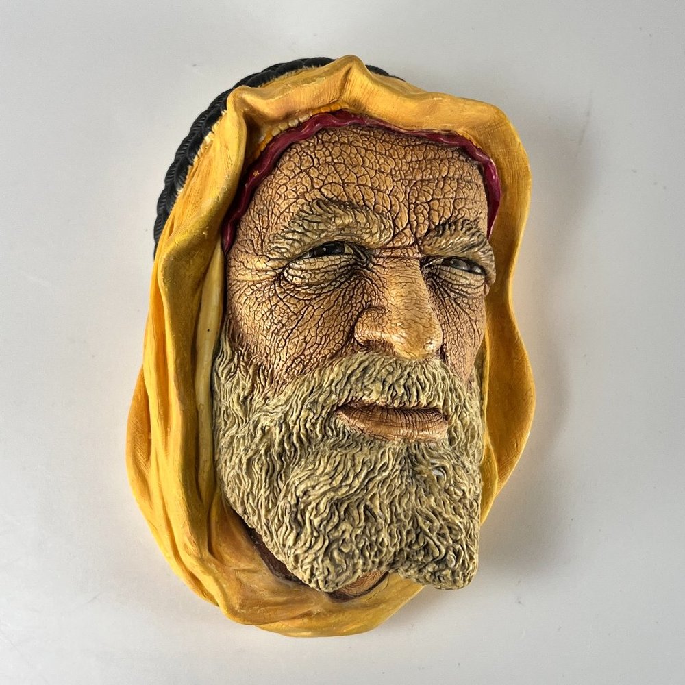 Vtg Bossons Chalkware The Syrian Character Head Wall Art England 1960